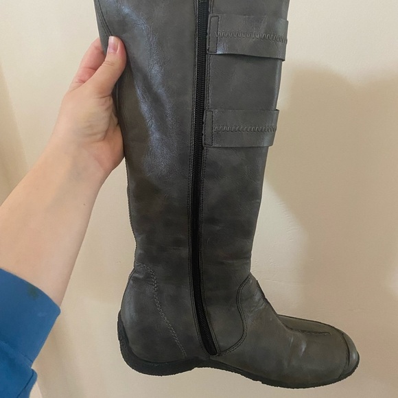 RIEKER VEGAN FAUX LEATHER ASTRID 70 KNEE HIGH GRAY BOOTS FLEECE LINED SIZE EU 41 - Picture 6 of 9